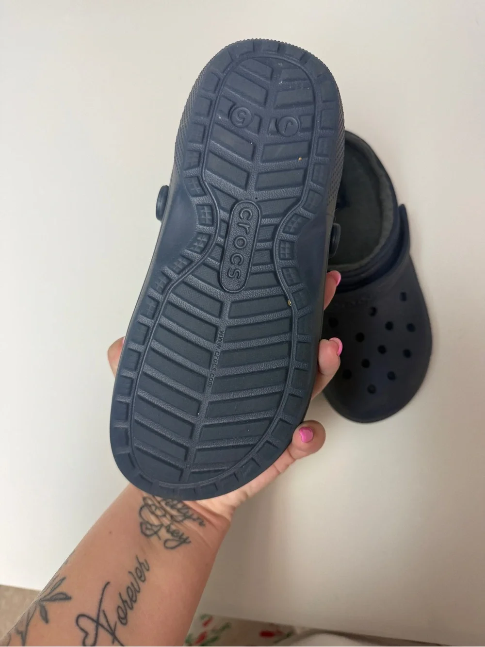 Crocs Classic Lined Clogs Navy Fleece Winter Slip On Shoes Kids J5